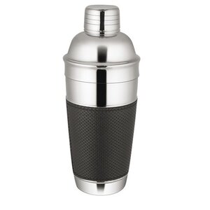 CHRselect Shaker à Cocktail Premium INOX 18/10 |Anneaux en Cuir Noir | Ø 90x(H)240mm