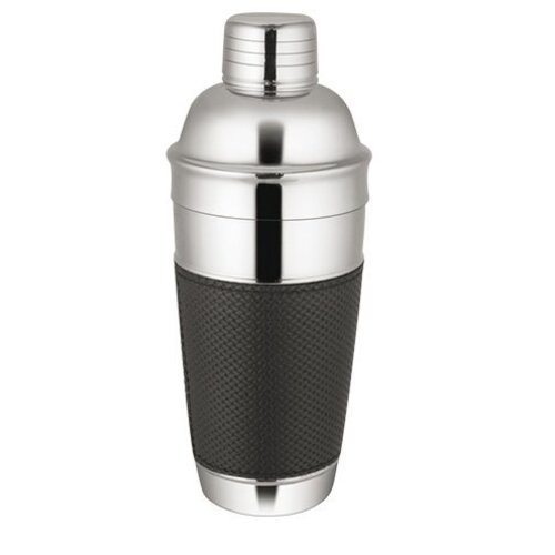 CHRselect Shaker à Cocktail Premium INOX 18/10 |Anneaux en Cuir Noir | Ø 90x(H)240mm