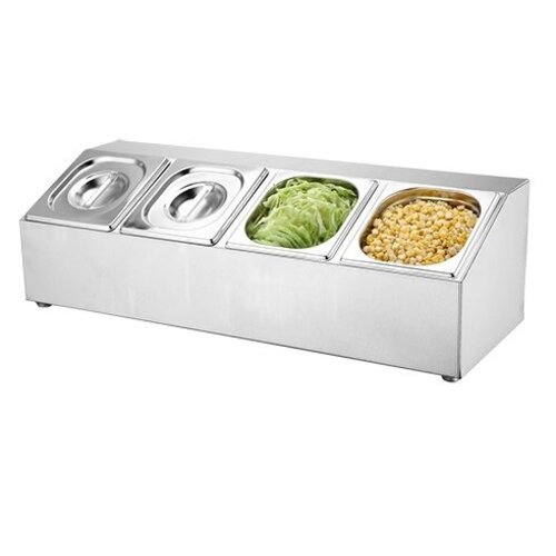 CHRselect Conteneur de Garnitures INOX | 680x250x(H)220mm | 4x 1/6 GN  - 100 mm