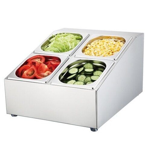 CHRselect Conteneur de Garnitures INOX | 345x430x(H)250mm | 4x 1/6 GN  - 100 mm