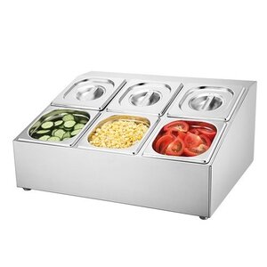 CHRselect Conteneur de Garnitures INOX | 520x250x(H)430mm | 6x 1/6 GN  - 100 mm