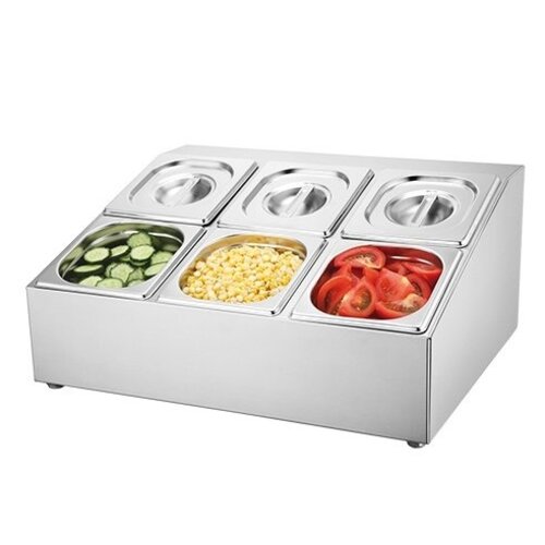 CHRselect Conteneur de Garnitures INOX | 520x250x(H)430mm | 6x 1/6 GN  - 100 mm