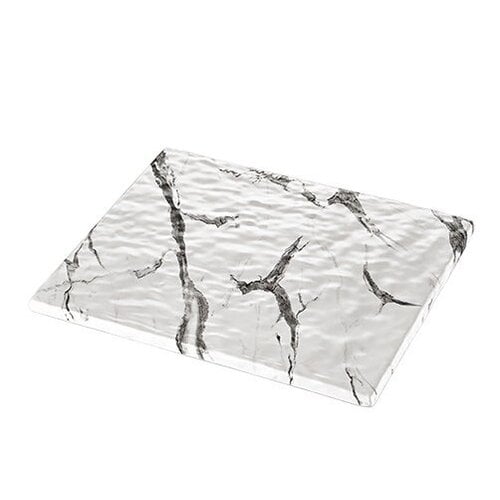 CHRselect Plat d'étalage Blanc Aspect Marbre | Mélamine de haute qualité | Haute résistance à la rupture | 1/2 GN CHRselect Plat d'étalage Blanc Aspect Marbre | Mélamine de haute qualité | Haute résistance à la rupture | 1/2 GN