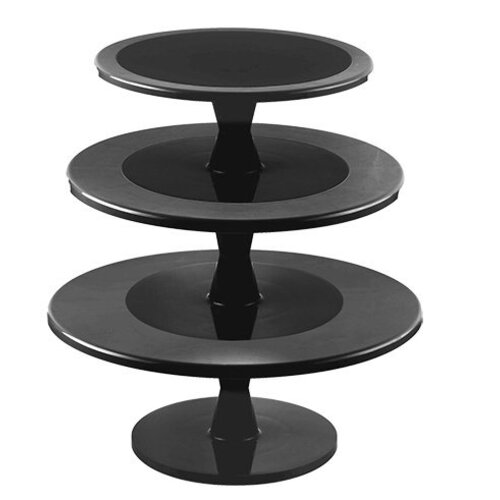 CHRselect Plateau à tarte  Plastique Noir | avec Pied Tournant | 3 étages |Ø 240/300/350x(H)440mm