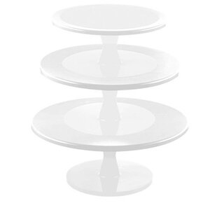 CHRselect Plateau à tarte  Plastique Blanc | avec Pied Tournant| 3 étages |Ø 240/300/350x(H)440mm