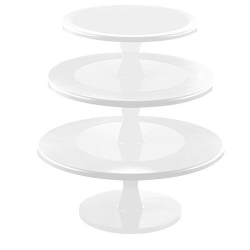 CHRselect Plateau à tarte  Plastique Blanc | avec Pied Tournant| 3 étages |Ø 240/300/350x(H)440mm