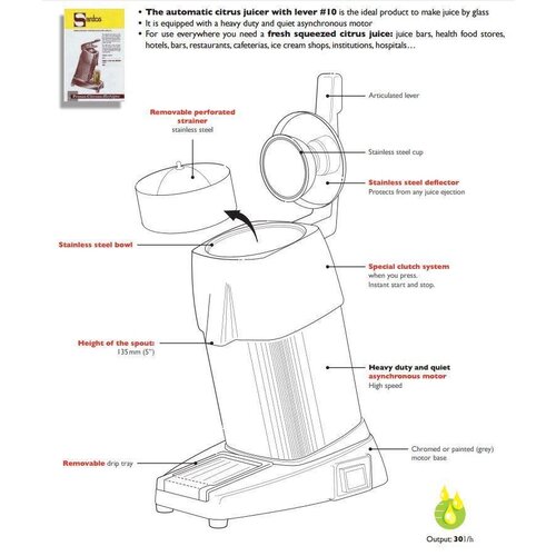 Santos presse-agrumes N.10 - Super - INOX - 200x300x(H)390 mm - XXL