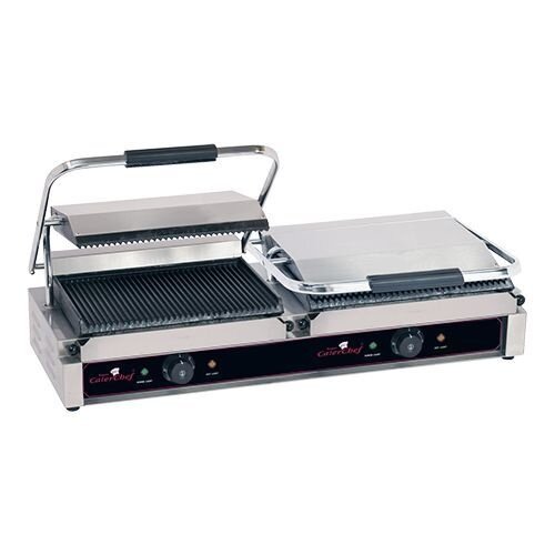 CaterChef Grill de contact | Duetto Grande | Rainuré | 840x400x(h)210mm | 2x2200W