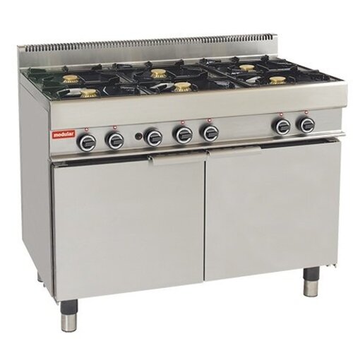 Modular Fourneau 650 Modulaire - Gaz - 6 Brûleurs avec Four à Gaz XXL - 110x65x(h)85cm - 33,3 kW