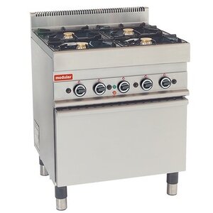 Modular Fourneau 650 Modulaire - Gaz - 4 Brûleurs avec Électrique Four à Convection - 70x65x(h)85cm - 17.2 kW