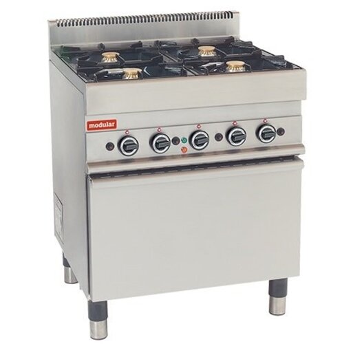 Modular Fourneau 650 Modulaire - Gaz - 4 Brûleurs avec Électrique Four à Convection - 70x65x(h)85cm - 17.2 kW