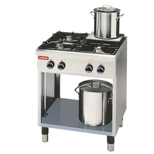 Modular Table de Cuisson 650 Modulaire - Gaz - 4 Brûleurs avec Châssis Ouvert - 70x65x(h)85cm - 17,2 kW