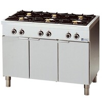 Table de Cuisson 650 Modulaire - Gaz - 6 Brûleurs avec Châssis - 110x65x(h)85cm - 25,8 kW