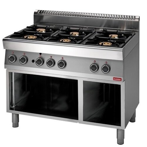 Modular Fourneau 700 Modulaire - Gaz - 6 Brûleurs - avec Châssis Ouvert - 110x70x(h)85cm - 25,8 kW