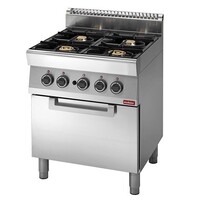 Fourneau 700 Modulaire - Gaz - 4 Brûleurs - avec Four à Gaz - 70x70x(h)85cm - 23,4 kW
