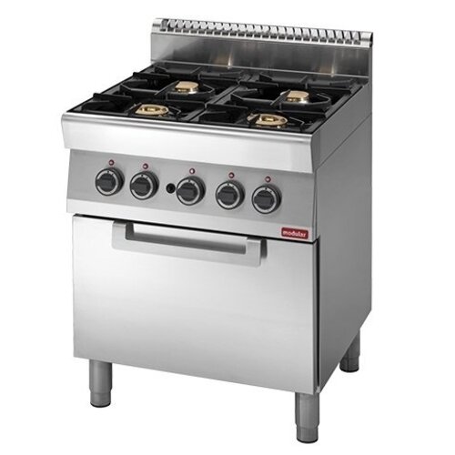 Modular Fourneau 700 Modulaire - Gaz - 4 Brûleurs - avec Four à Gaz - 70x70x(h)85cm - 23,4 kW