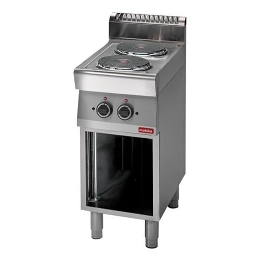 Modular Réchaud 700 Modulaire - Électrique - 2 Brûleurs - avec Châssis Ouvert - 40x70x(h)85cm - 4,8 kW - 400V