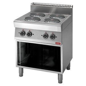 Modular Réchaud 700 Modulaire - Électrique - 4 Brûleurs - avec Châssis Ouvert - 70x70x(h)85cm - 9,6 kW - 400V
