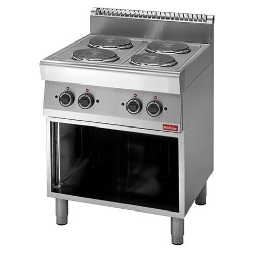 Modular Réchaud 700 Modulaire - Électrique - 4 Brûleurs - avec Châssis Ouvert - 70x70x(h)85cm - 9,6 kW - 400V