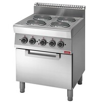 Fourneau 700 Modulaire - Électrique - 4 Brûleurs - avec Four à Air Chaud - 70x70x(h)85cm - 13,6 kW - 400V