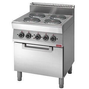 Modular Fourneau 700 Modulaire - Électrique - 4 Brûleurs - avec Four à Air Chaud - 70x70x(h)85cm - 13,6 kW - 400V