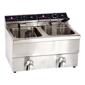 CaterChef Friteuse Électrique | 8+8 Litres | avec Robinet de Vidange | 2x3,3 kW | 290x500x(H)420mm