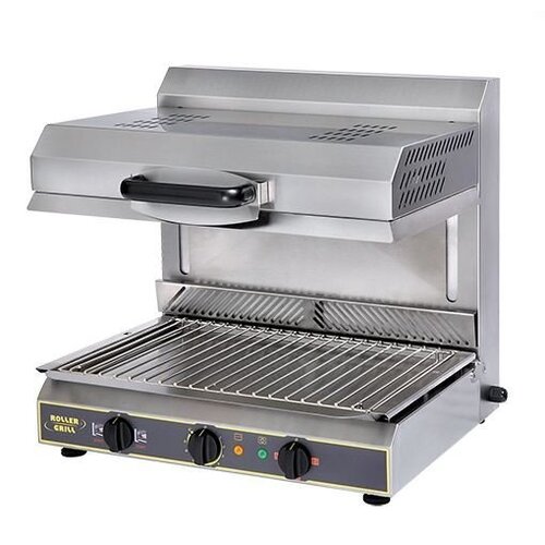 CHRselect Salamandre Céramique INOX | Détection de Bord | 2 zones de chauffage | 300Watt | 600x640x(H)590mm