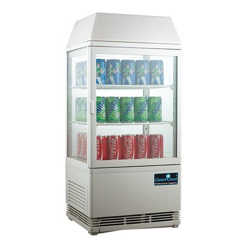 CaterCool Vitrine de Réfrigération Mini - Blanc - 58 Litres - Display Lumineux - 43x39x(h)93cm