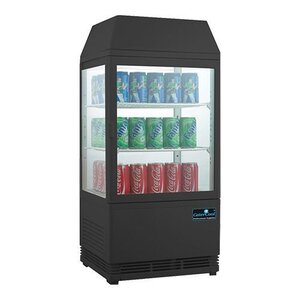 CaterCool Vitrine de Réfrigération Mini - Noir - 58 Litres - Display Lumineux - 43x39x(h)93cm