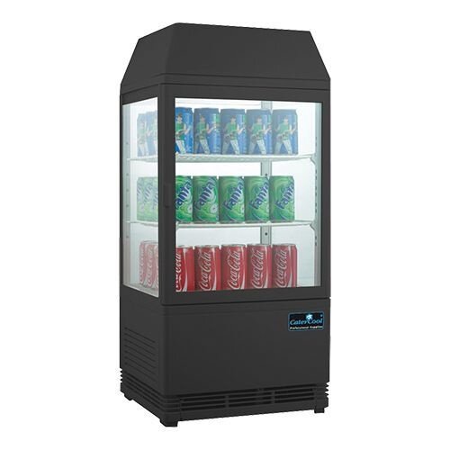 CaterCool Vitrine de Réfrigération Mini - Noir - 58 Litres - Display Lumineux - 43x39x(h)93cm