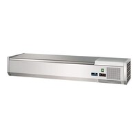 Vitrine de Réfrigération - (cap.GN1/4x5-15cm) - Couvercle INOX - 120x34x(H)24 cm