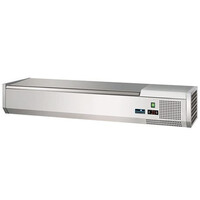 Vitrine de Réfrigération -(cap.GN1/4x6-15cm) - Couvercle INOX - 140x34x(H)24 cm
