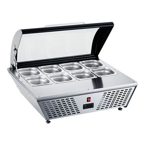 CaterCool Vitrine de Réfrigération INOX | (cap.GN1/6x8-10cm) | Réglage Thermostatique | 77x62x(H)33cm CaterCool Vitrine de Réfrigération INOX | (cap.GN1/6x8-10cm) | Réglage Thermostatique | 77x62x(H)33cm
