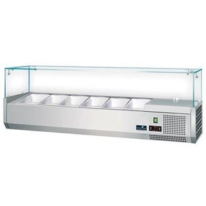 CaterCool Vitrine de Réfrigération avec Haut en Verre (cap.GN1/3x6-15cm) - 140x40x(H)44 cm CaterCool Vitrine de Réfrigération avec Haut en Verre (cap.GN1/3x6-15cm) - 140x40x(H)44 cm