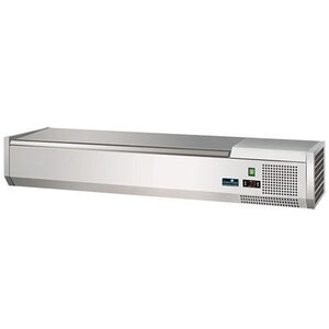 CaterCool Vitrine de Réfrigération - (cap.GN1/3x4-15cm) - Couvercle INOX - 120x40x(H)24 cm