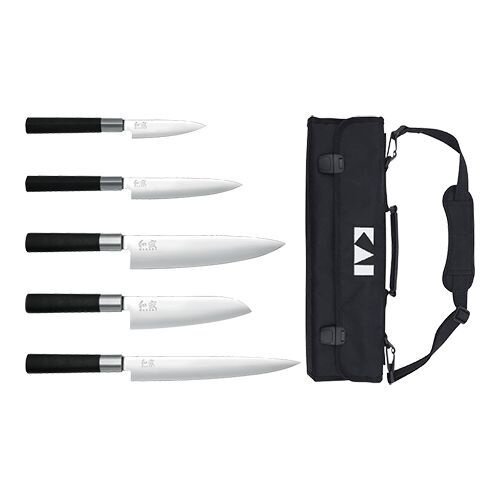 Emga Couteaux de Cuisine 5-pièces - Couteau d'office, Couteau universel, Couteau de cuisine, Couteau Santokus, Couteau à Découper