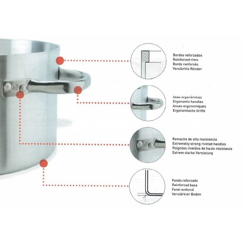 CHRselect Marmite Aluminium | Modèle Demi | avec Couvercle | 7 Litres | Choix de 7 Tailles  | Ø 25cm