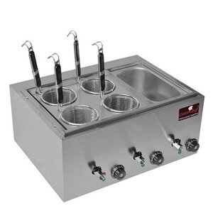CaterChef Cuiseur à Pâtes | Double Paroi | INOX | avec Robinet de Vidange  | 4 Paniers et 1x GN 1/3