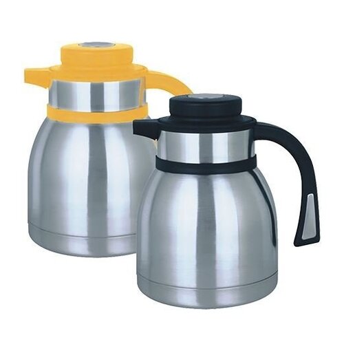 CHRselect Pichet Isotherme - INOX - Fermeture à bouton-poussoir - 1,5 Litre - Jaune
