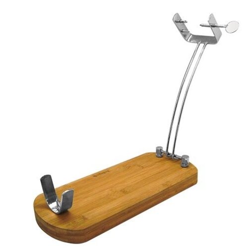 CHRselect Serre Jambon Pliable INOX | Pied en Bambou | 370x170x(H)370mm