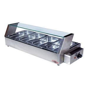 CHRselect Vitrine Chauffante de Buffet Inox |  4 Bacs x 1/3GN (Non Fourni) | 750x340x(h)220mm | PROMOTION XXL!