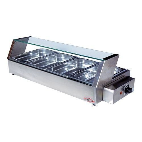 CHRselect Vitrine Chauffante de Buffet Inox |  4 Bacs x 1/3GN (Non Fourni) | 750x340x(h)220mm | PROMOTION XXL!