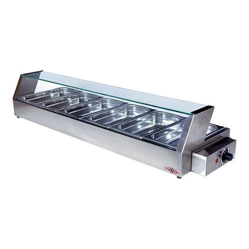 CHRselect Vitrine Chauffante INOX Long - 6x1/3GN - 1100x340x(h)220mm