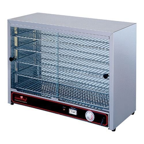 CaterChef Vitrine Chauffante Inox | 5 Grilles | Volets Coulissants | 640x360x(h)530mm