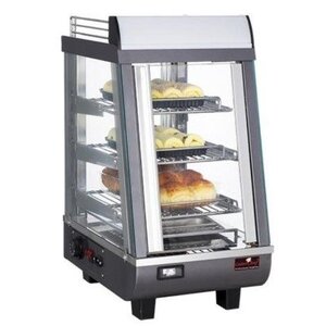 CaterChef Vitrine Chauffante INOX | 3 Grilles | Porte battante | Éclairage LED | 350x490x(h)660mm