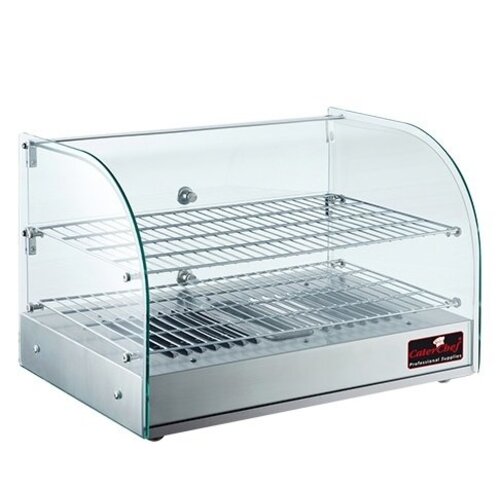 CaterChef Vitrine Chauffante INOX | +30°/+90°C | 800Watt | 560x380x(H)380mm