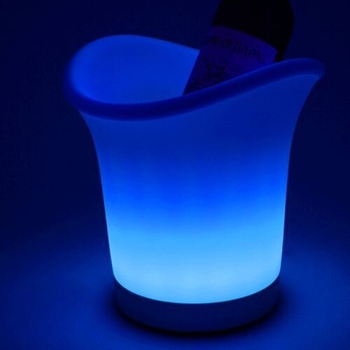 CHRselect Seau à Champagne - Double Paroi Plastique - Éclairage LED - Ø 12x(h)19cm