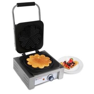 Hendi Liège Gaufrier en Forme de Cœur | Plaques de Cuisson en Fonte | Revêtement Antiadhésif | 320x437x (H) 251mm