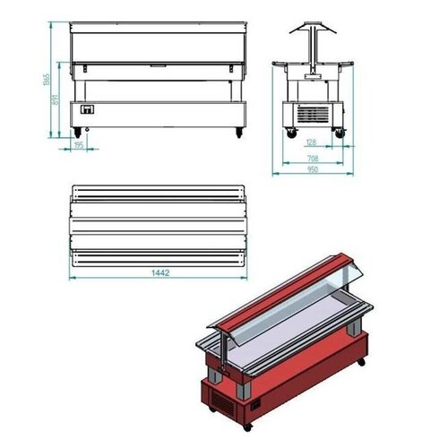 Diamond Buffet Bain Marie |4 x 1/1 GN | Brun Foncé | 1440x660(950)xh1370