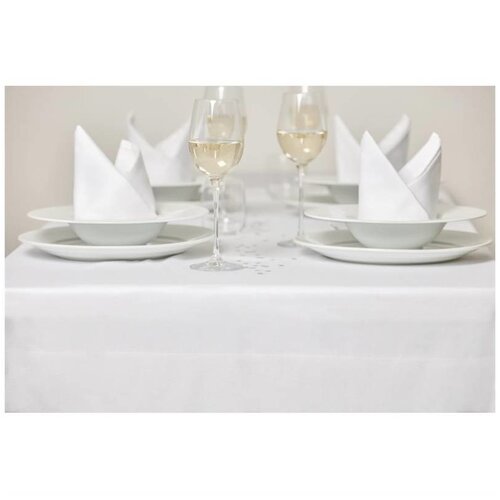 Mitre Luxury Pochettes à couverts / Serviettes | Bande de Satin | Blanc | 55x55cm | Lot de 10 pièces